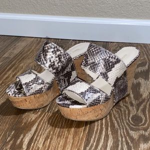 Nine West, Snakeskin cork wedge